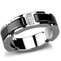 3W966 - High polished (no plating) Stainless Steel Ring with Ceramic in Jet