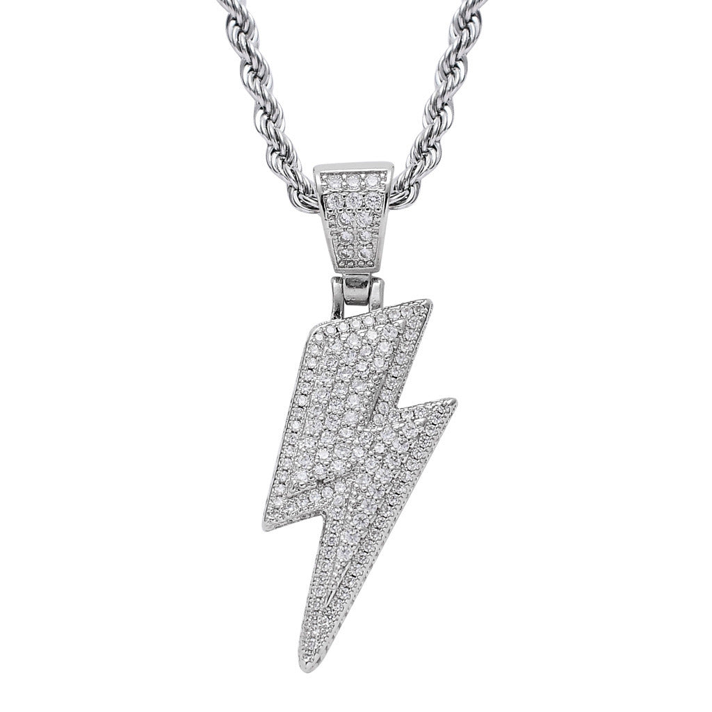 Hip Hop Necklace Lightning Pendant Micro Set Zircon Men's Jewelry