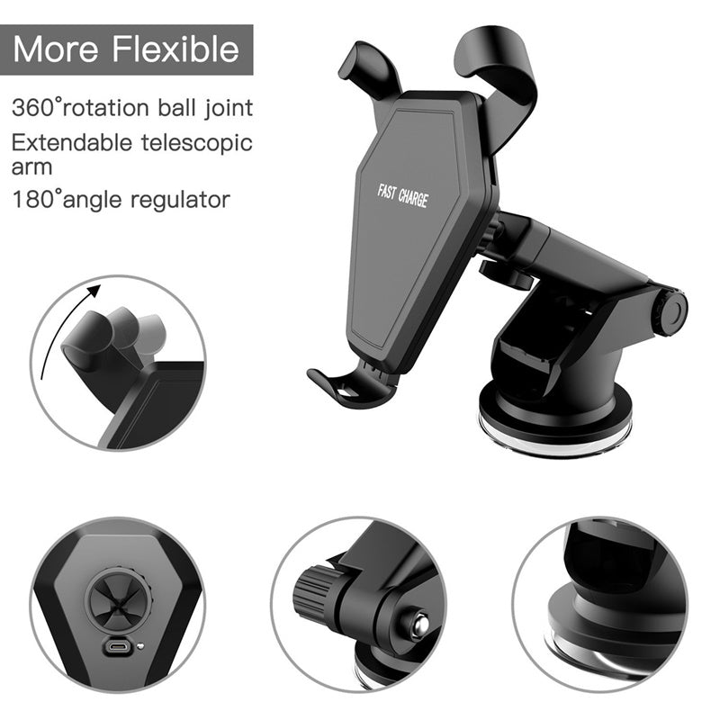 Car Bracket Qi Fast Wireless Chargers for iPhone 8/iPhone X/Samsung Dual-purpose Universal Suckers Car Outlet Holder Stand