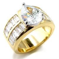 6X015 - Gold+Rhodium Brass Ring with AAA Grade CZ in Clear - DRE's Electronics and Fine Jewelry