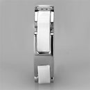 3W967 - High polished (no plating) Stainless Steel Ring with Ceramic in White