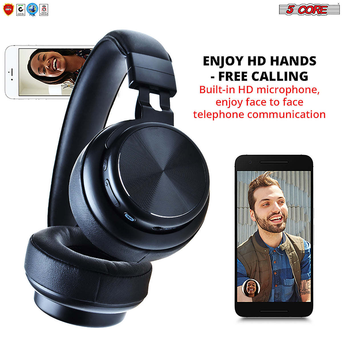 5 CORE Wireless Headphones Bluetooth Over Ear Hi Fi Stereo with Microphone and Volume Control Foldable Perfect Yoga Sports Office Gym - Headphone 13 B