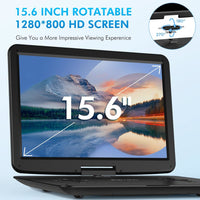 17.9" Portable DVD Player with 15.6" HD Swivel Screen, Support Multiple DVD CD Formats/USB/SD Card/Sync TV, 6 Hours Rechargeable Battery, Car Charger, Remote Control, Region Free