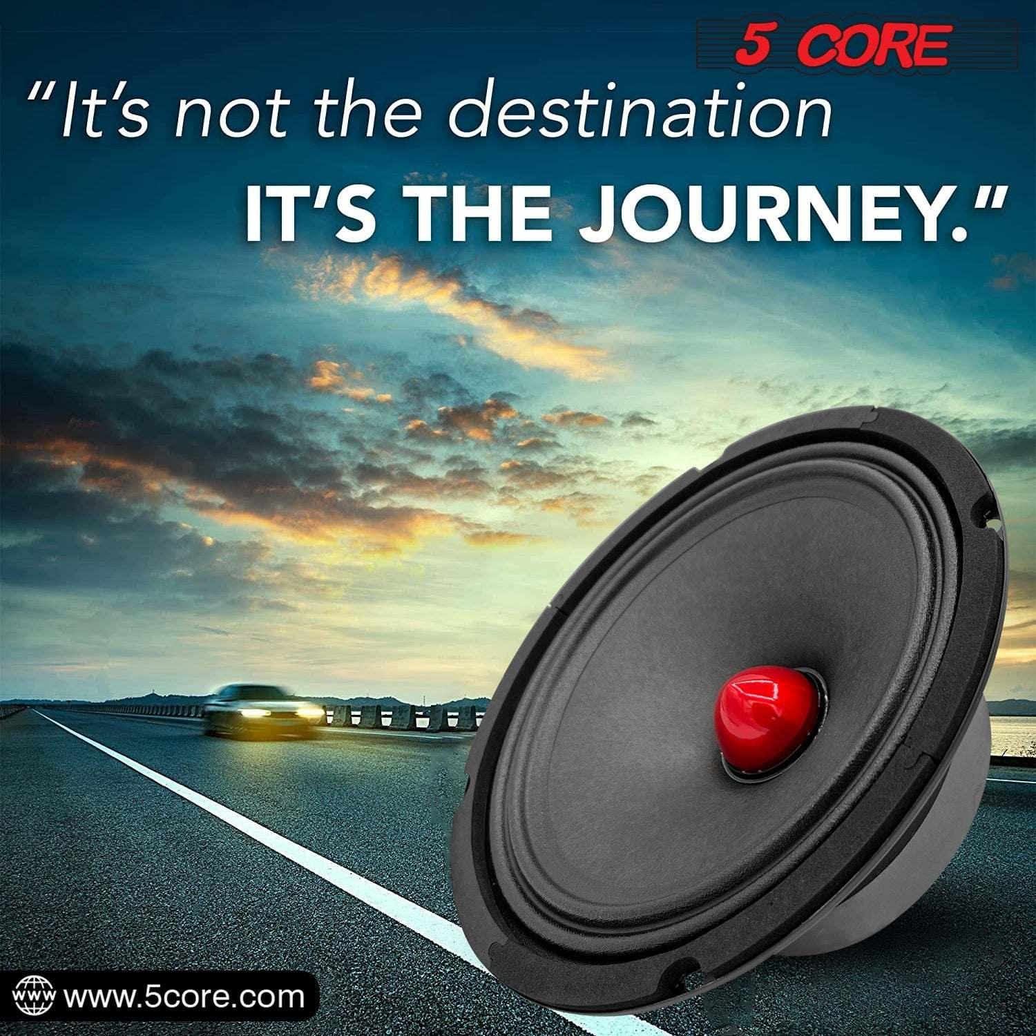 5 CORE 8 Inch Mid-Range Bullet Pro Audio Car Speaker, Red Aluminium Bullet, Loudspeaker 580W Max 8 Ohms - Premium Quality Audio Door Speakers for Car or Truck Stereo Sound System - DRE's Electronics and Fine Jewelry