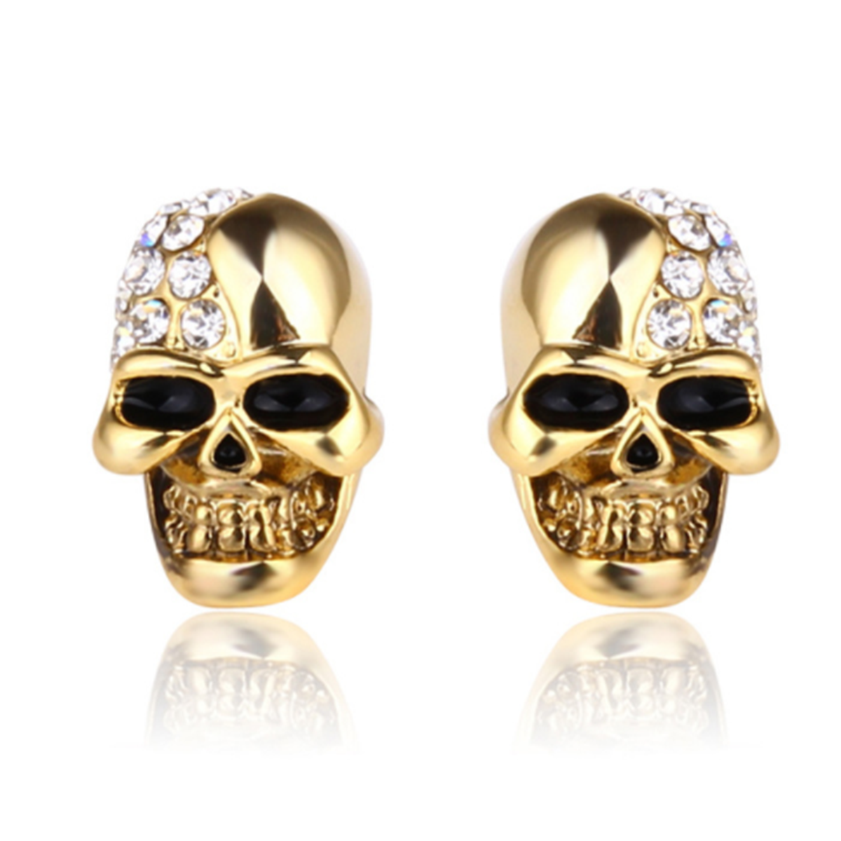 Halloween Skull Stud Earrings With Rhinestone For Women Girls