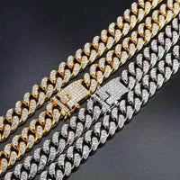 Hip Hop  Cuban Link Chain Set Necklace +Watch+Bracelet  Miami Chain  Sets Iced Out Jewelry Sets For Women Men  Jewelry