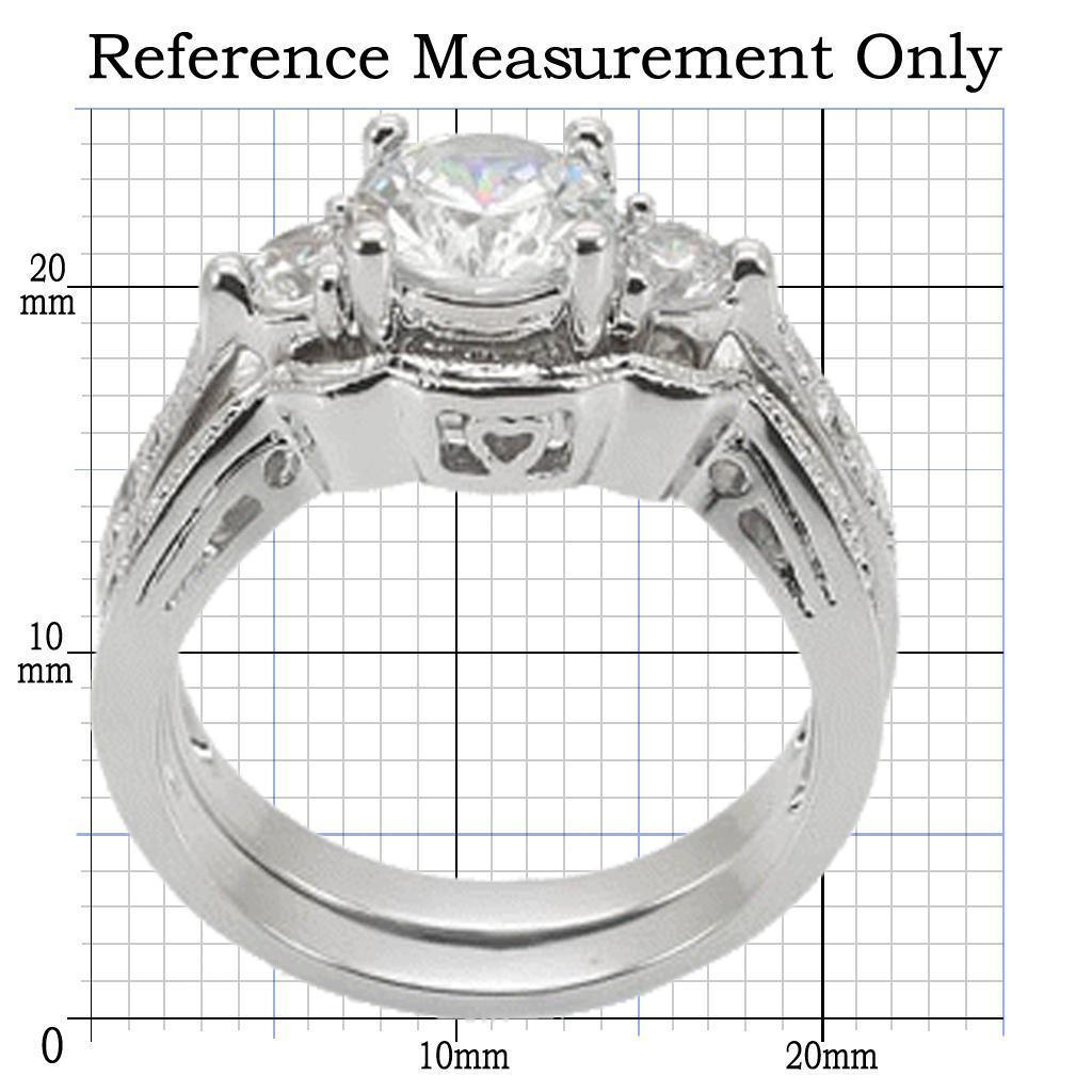 1W002 - Rhodium Brass Ring with AAA Grade CZ in Clear