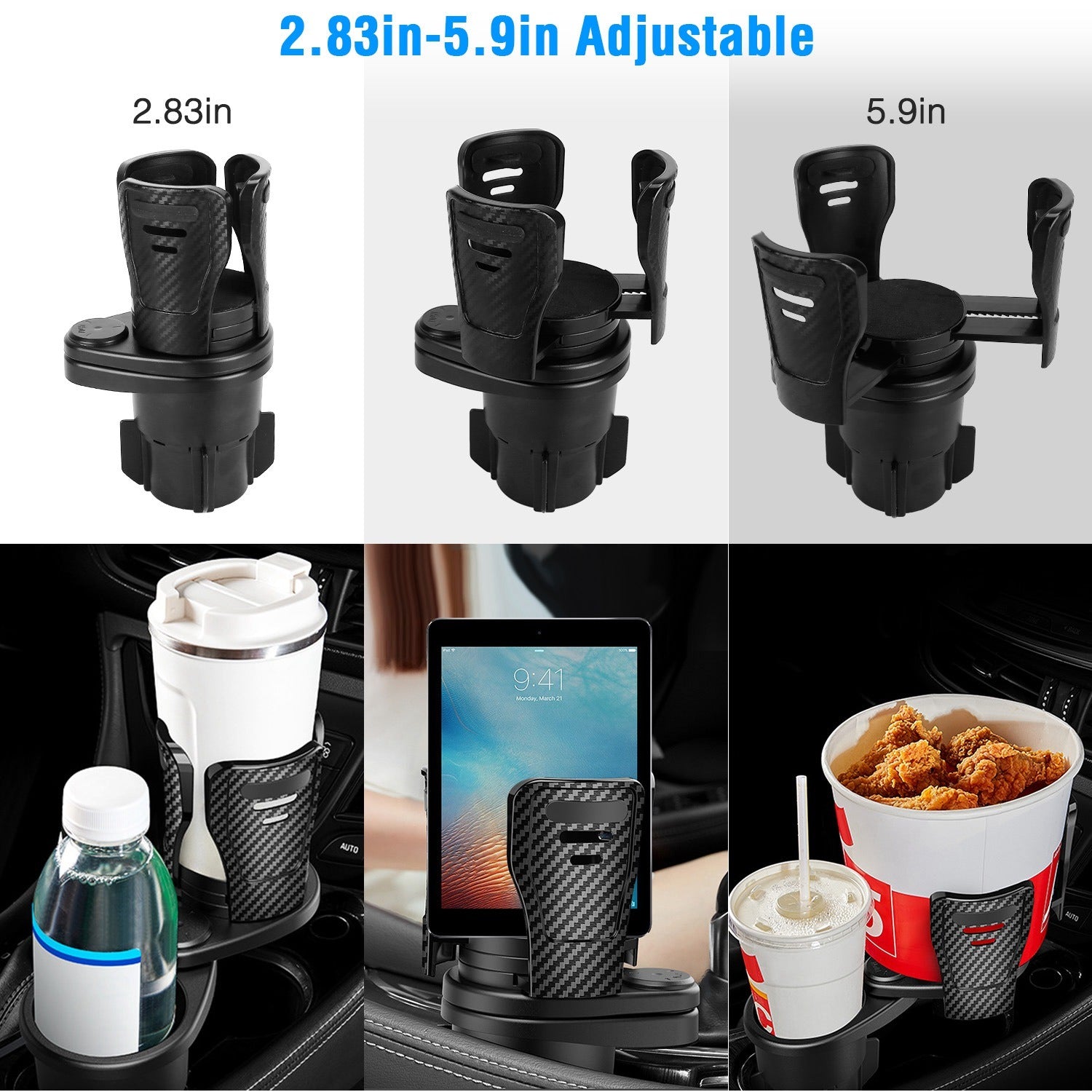 Universal Car Cup Mount Holder Expander with Adjustable Base Multifunctional Auto Drink Beverage Cup Holder Adapter Insert Organizer