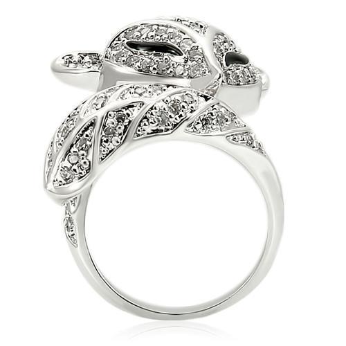 0W185 - Rhodium Brass Ring with AAA Grade CZ in Clear - DRE's Electronics and Fine Jewelry