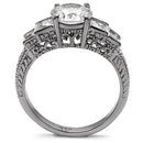 TK057 - High polished (no plating) Stainless Steel Ring with AAA Grade CZ in Clear