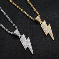 Hip Hop Necklace Lightning Pendant Micro Set Zircon Men's Jewelry