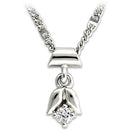 LO735 - Rhodium Brass Chain Pendant with AAA Grade CZ in Clear - DRE's Electronics and Fine Jewelry