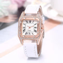 Women Diamond Watch Starry Square Dial Bracelet Watches Ladies Leather Band Quartz Wristwatch Female Clock(No Box)