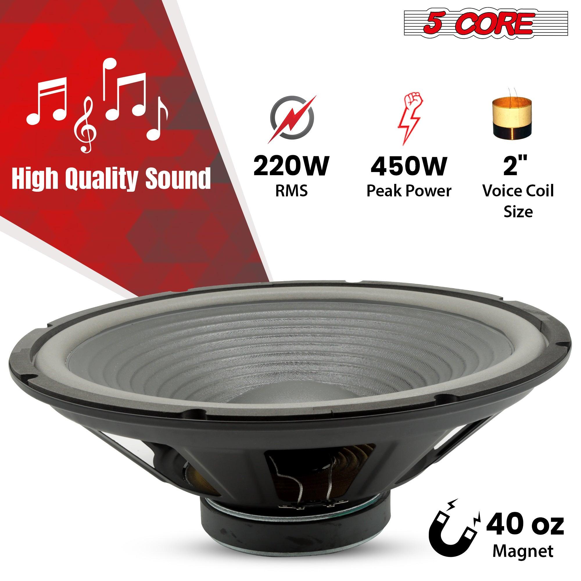 5 Core Subwoofer Speaker 15 Inch Car Sub Woofer 450W Max High Power Pro Audio 4 Ohm 40 Oz Y30 Magnet Big Replacement Bass Subs Para Carro - WF 15 140 4OHM