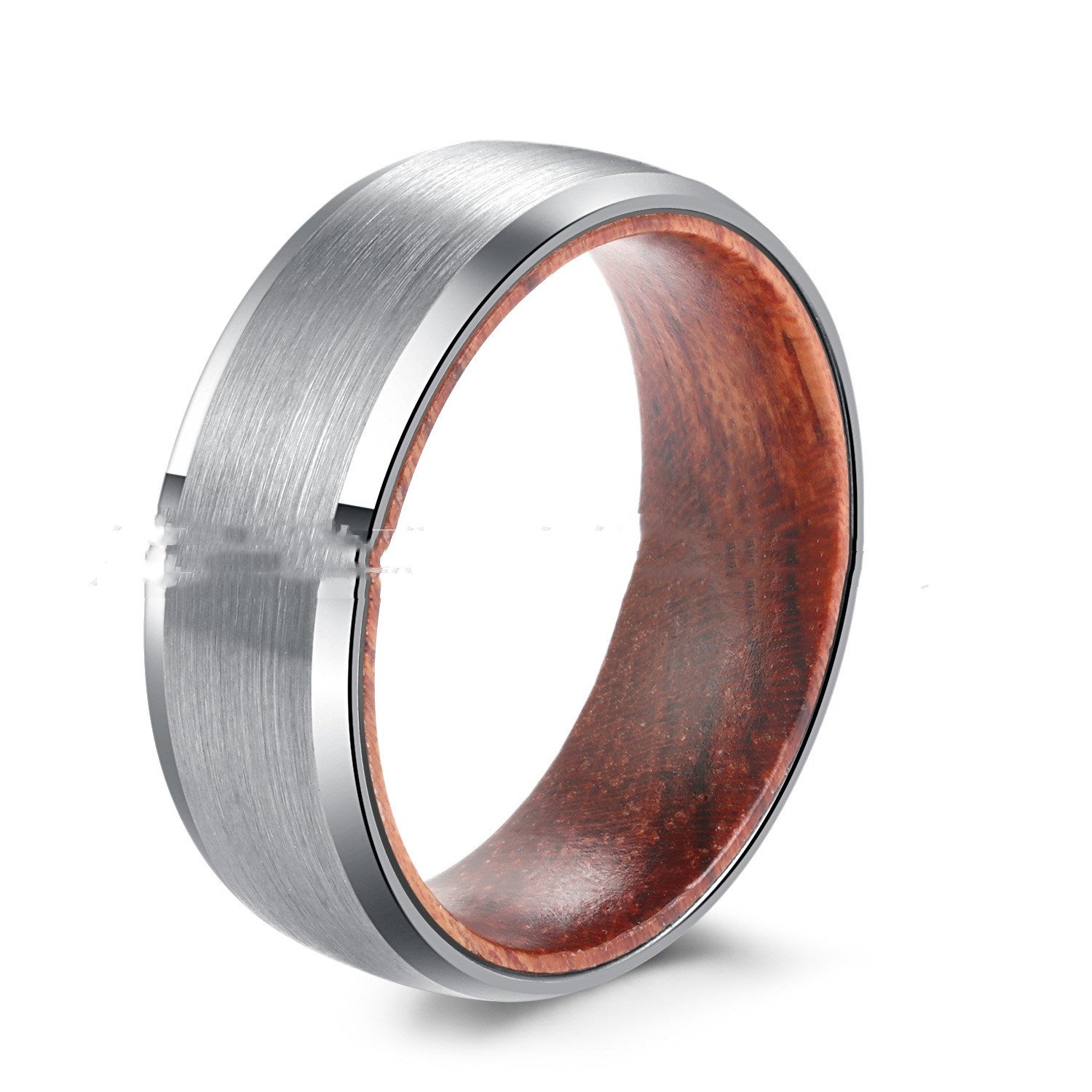 Tungsten Steel Simple Men's Ring Two-layer Solid Wood