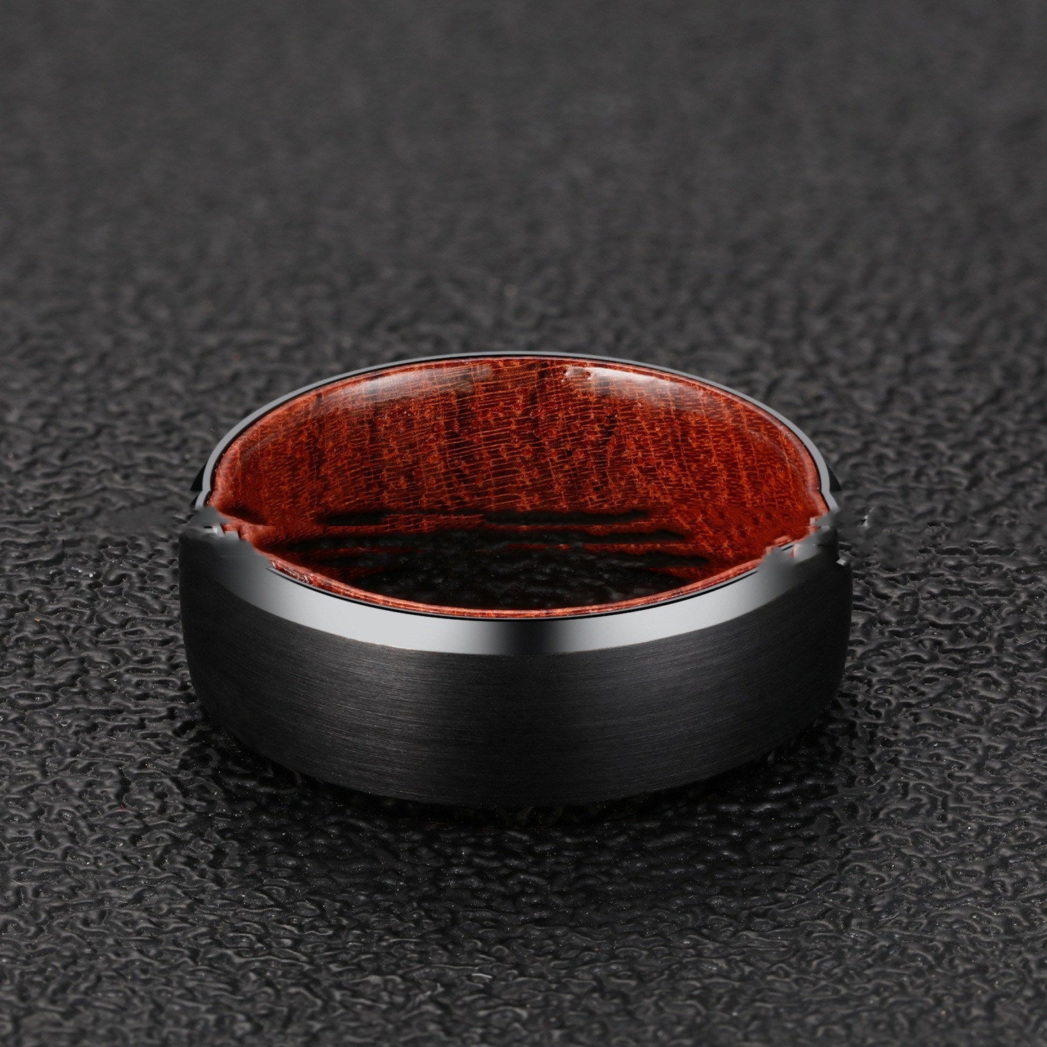 Tungsten Steel Simple Men's Ring Two-layer Solid Wood