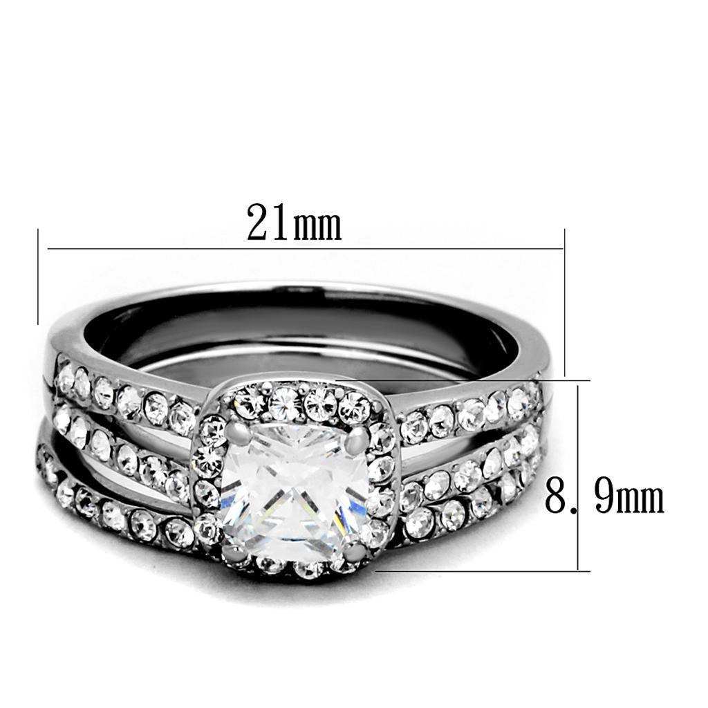 TK2180 - High polished (no plating) Stainless Steel Ring with AAA Grade CZ in Clear