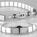 3W985 - High polished (no plating) Stainless Steel Bracelet with Ceramic in White