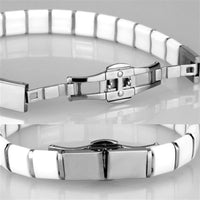 3W985 - High polished (no plating) Stainless Steel Bracelet with Ceramic in White