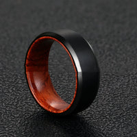 Tungsten Steel Simple Men's Ring Two-layer Solid Wood