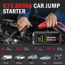 DBPOWER Jump Starter 2000A Peak Portable Car Jump Starter for Up to 8.0L Gas and 6.5L Diesel Engines, 12V Lithium Battery Booster Pack with 2.5" LCD Display, Smart Jumper Cables and LED Light