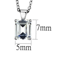 LOS896 - Rhodium 925 Sterling Silver Chain Pendant with AAA Grade CZ in Clear