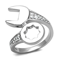 TK3097 - High polished (no plating) Stainless Steel Ring with AAA Grade CZ in Clear