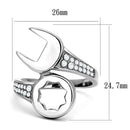 TK3097 - High polished (no plating) Stainless Steel Ring with AAA Grade CZ in Clear