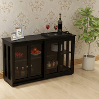 Kitchen Storage Stand Cupboard With Glass Door-Black RT - DRE's Electronics and Fine Jewelry