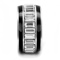 TK3173 - High polished (no plating) Stainless Steel Ring with Top Grade Crystal in Clear