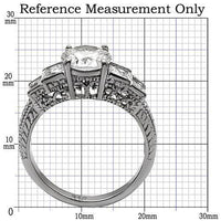 TK057 - High polished (no plating) Stainless Steel Ring with AAA Grade CZ in Clear