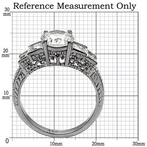 TK057 - High polished (no plating) Stainless Steel Ring with AAA Grade CZ in Clear