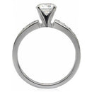 TK068 - High polished (no plating) Stainless Steel Ring with AAA Grade CZ in Clear