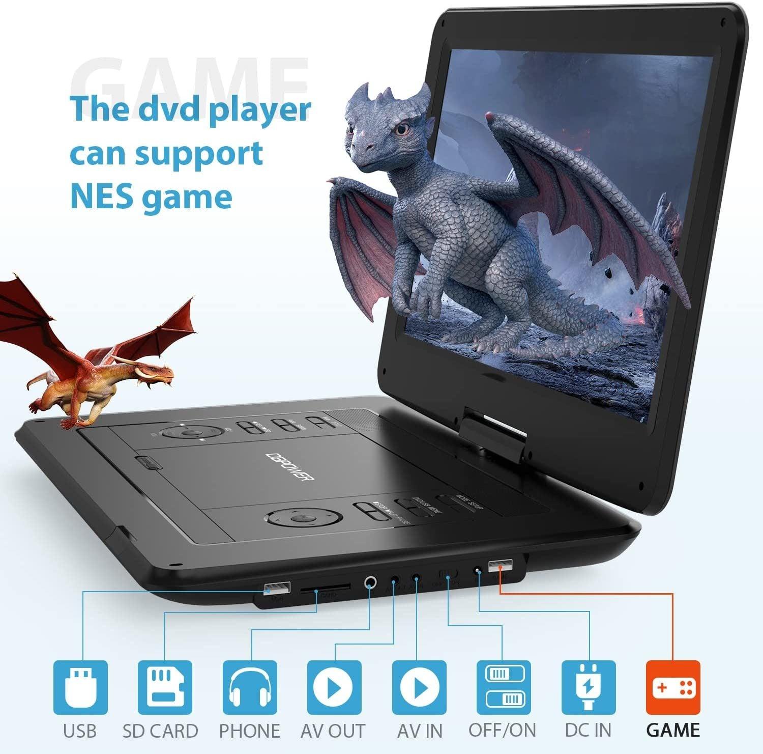 DBPOWER 17.9" Portable DVD Player with 15.6" Large HD Swivel Screen, 6 Hour Rechargeable Battery, Support USB/SD and Multiple Disc Formats, High Volume Speaker, Car Charger, Remote Control