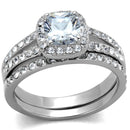 TK2180 - High polished (no plating) Stainless Steel Ring with AAA Grade CZ in Clear