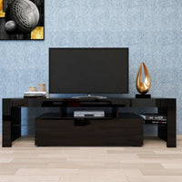 Modern Black TV Stand; 20 Colors LED TV Stand w/Remote Control Lights - DRE's Electronics and Fine Jewelry