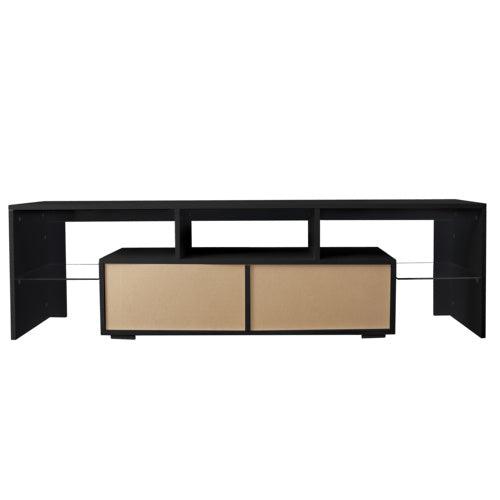 Modern Black TV Stand; 20 Colors LED TV Stand w/Remote Control Lights - DRE's Electronics and Fine Jewelry