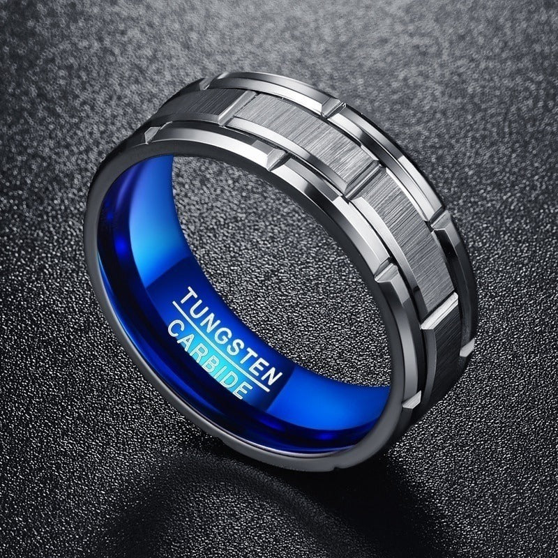 Personality Blue Stainless Steel Men's Ring