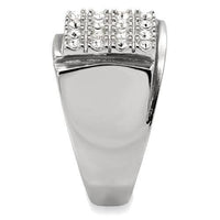 TK95409 - High polished (no plating) Stainless Steel Ring with Top Grade Crystal in Clear