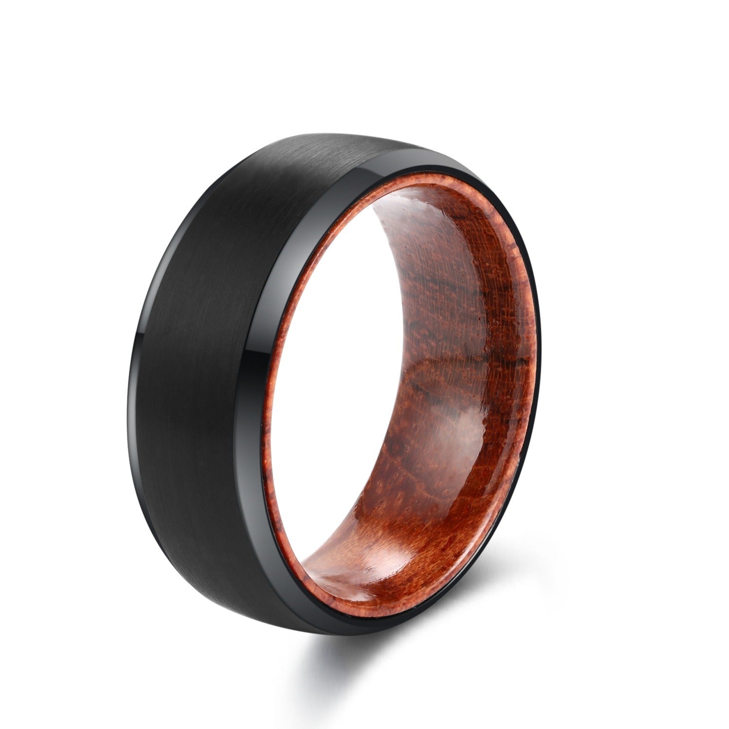 Tungsten Steel Simple Men's Ring Two-layer Solid Wood