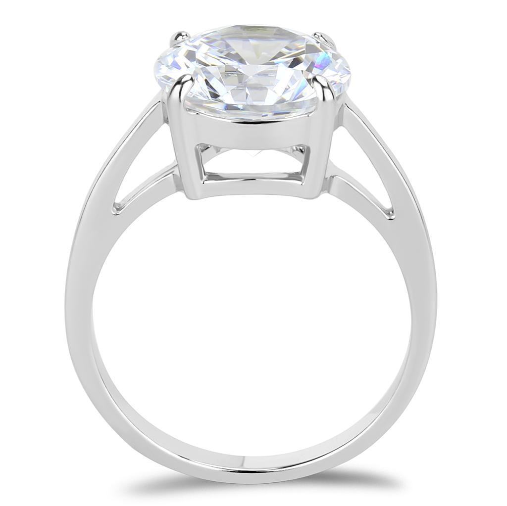 TK3428 - High polished (no plating) Stainless Steel Ring with AAA Grade CZ in Clear