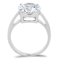 TK3428 - High polished (no plating) Stainless Steel Ring with AAA Grade CZ in Clear