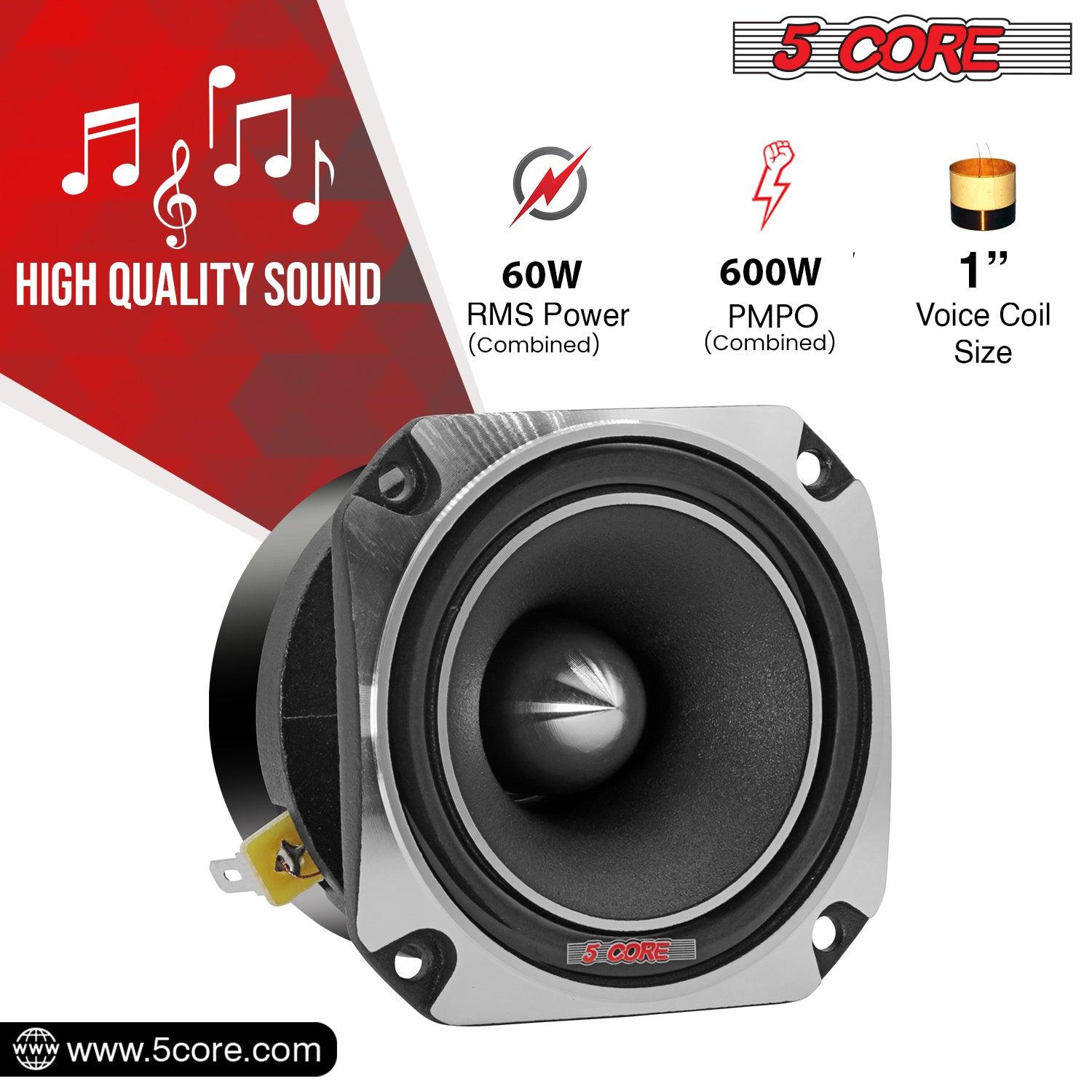 5 Core Tweeters Speakers Car Audio Pair 600W Combined Peak 4 Ohm 3.5 Inch Aluminum Super Bullet Tuiters Para Sonido Para Carro - TW BLT 150 CH PAIR - DRE's Electronics and Fine Jewelry