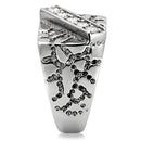 TK124 - High polished (no plating) Stainless Steel Ring with AAA Grade CZ in Clear