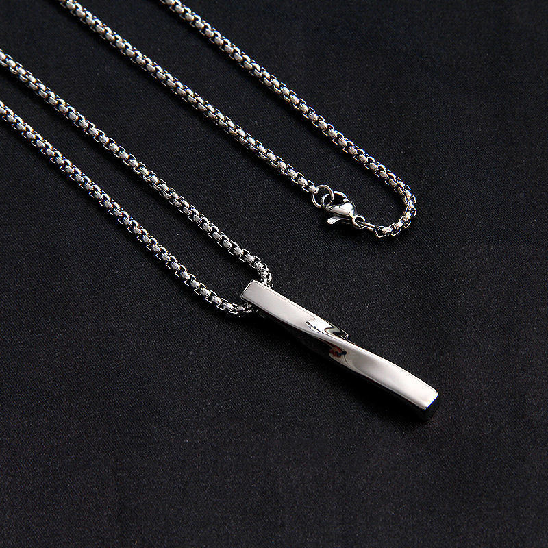 Stainless Steel Twisted Bar Necklace