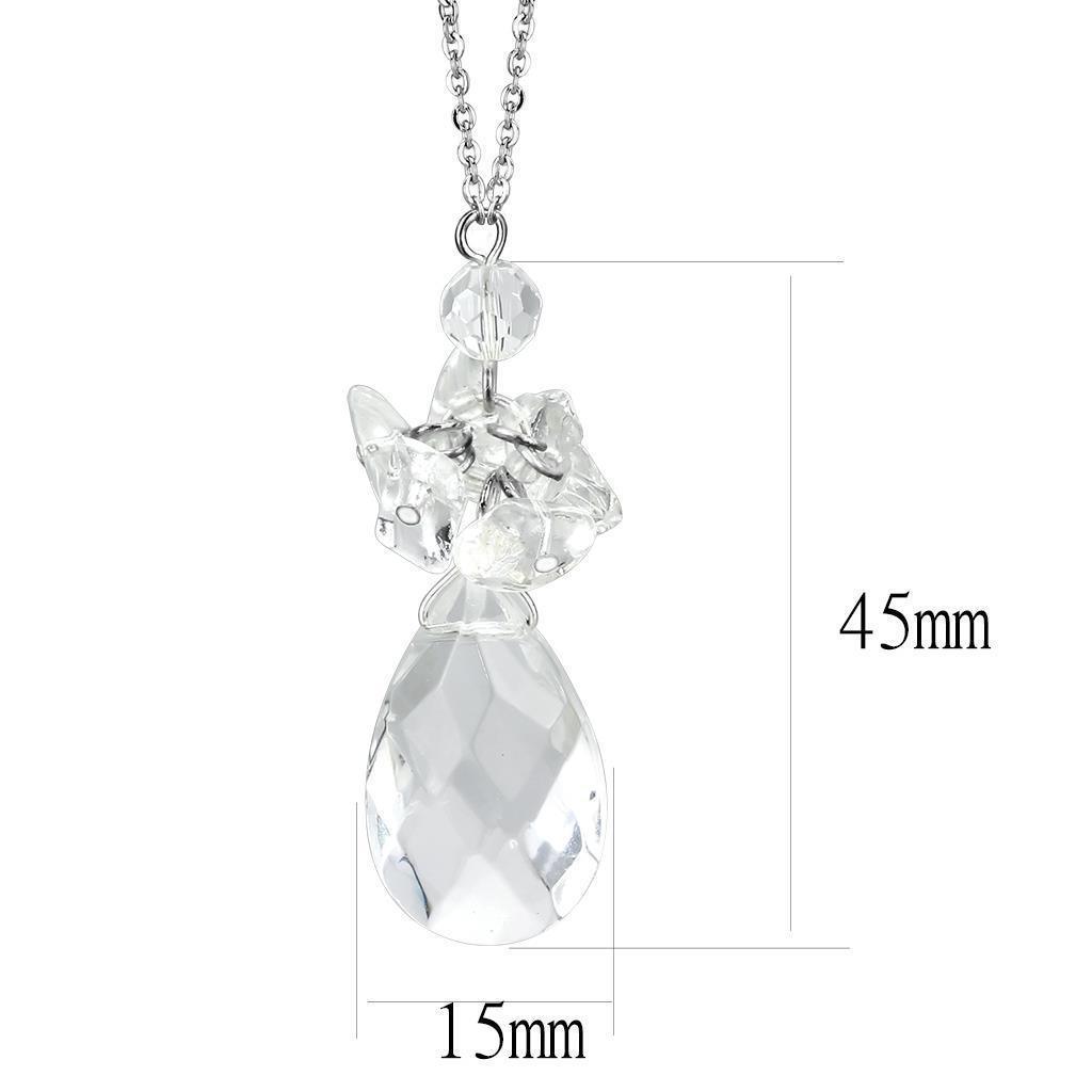 LO4711 - Rhodium Brass Chain Pendant with AAA Grade CZ in Clear