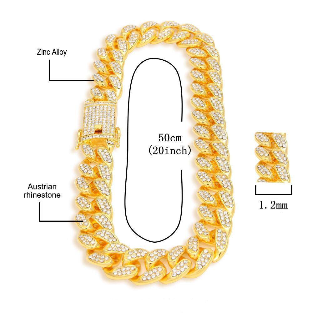 Mens Cuban Link Chain Watch Bracelet Necklace Choker Bling Jewelry for Men Big Plated Gold Chains Hip Hop Men Watch Set - DRE's Electronics and Fine Jewelry