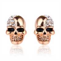 Halloween Skull Stud Earrings With Rhinestone For Women Girls