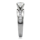 TK068 - High polished (no plating) Stainless Steel Ring with AAA Grade CZ in Clear