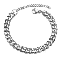 Trendy Cuban Chain Men Bracelet Classic Stainless Steel 7mm Width Chain Bracelet For Men Women Jewelry Gift